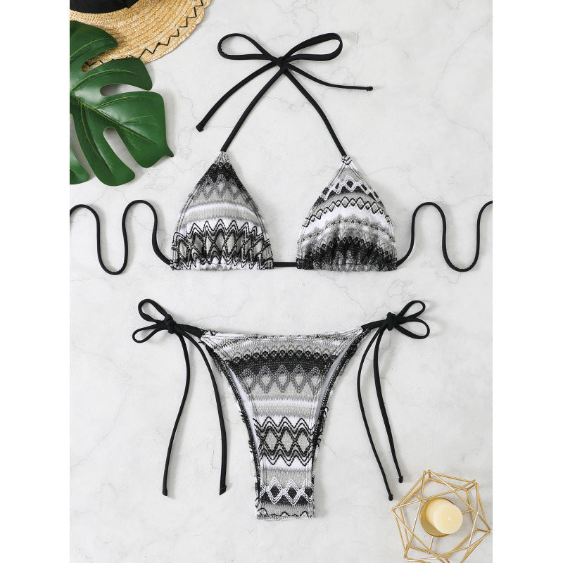 Damen Triangel-Bikini mit farbenfrohem Muster Drune