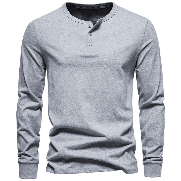 Herren Langarm Button-Up Henley Shirt Drune