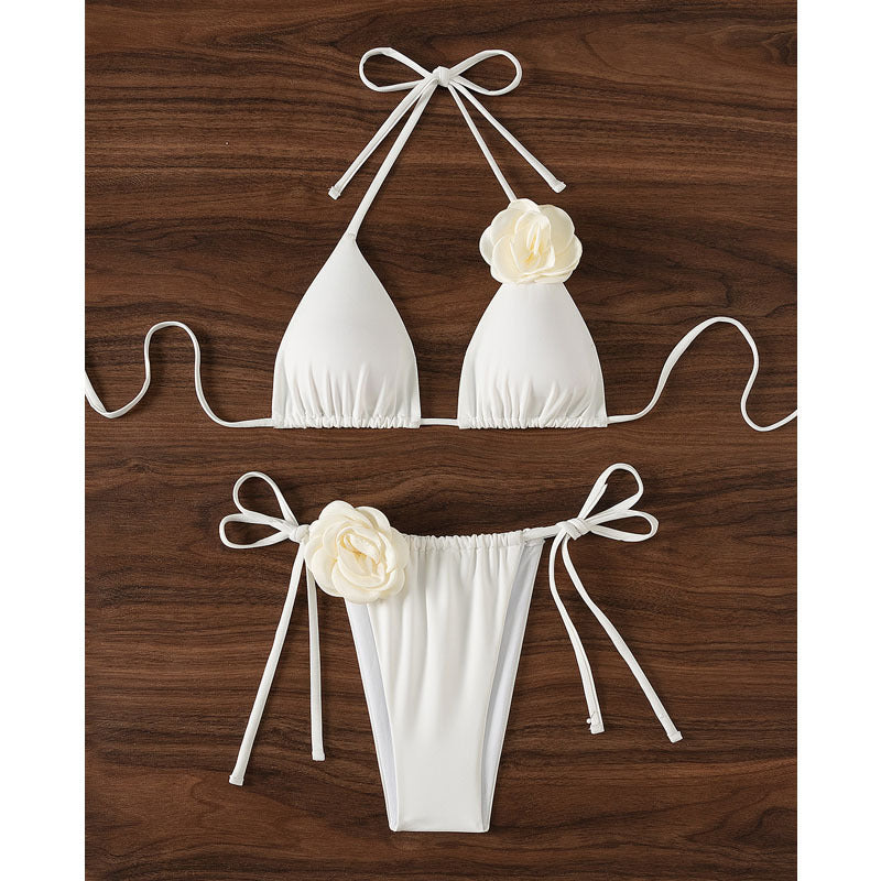 Damen Triangel-Bikini mit dekorativen Rüschen und verstellbaren Bändern Drune