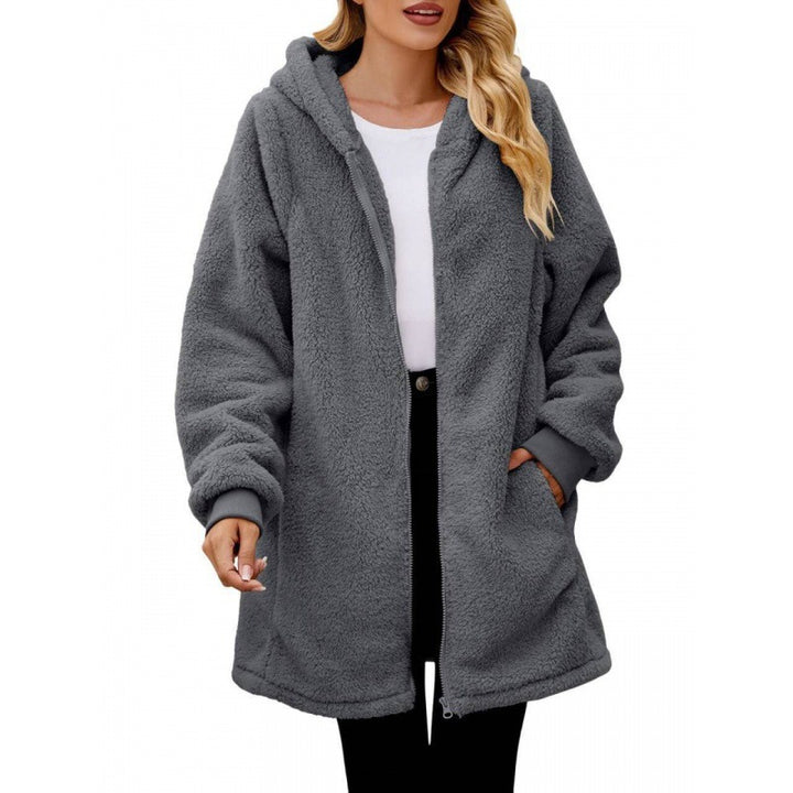 Damen weiche und kuschelige Fleecejacke mit Kapuze und Seitentaschen Drune