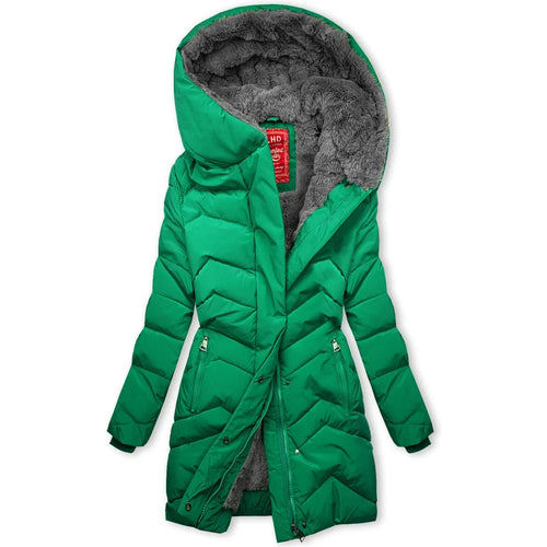 Damen Lange gefütterte Winterjacke mit hohem Kragen und kuscheligem Innenfutter Drune