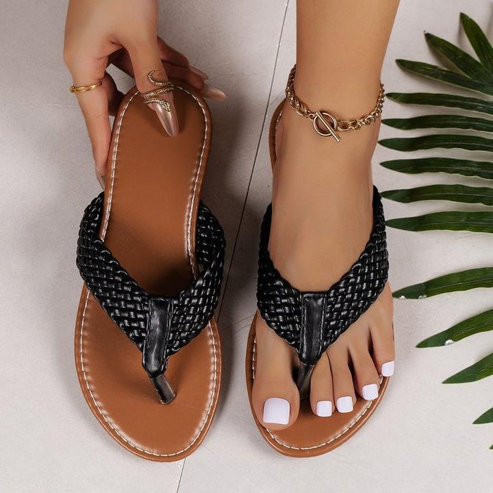 Damen geflochtene Zehentrenner-Sandalen Drune