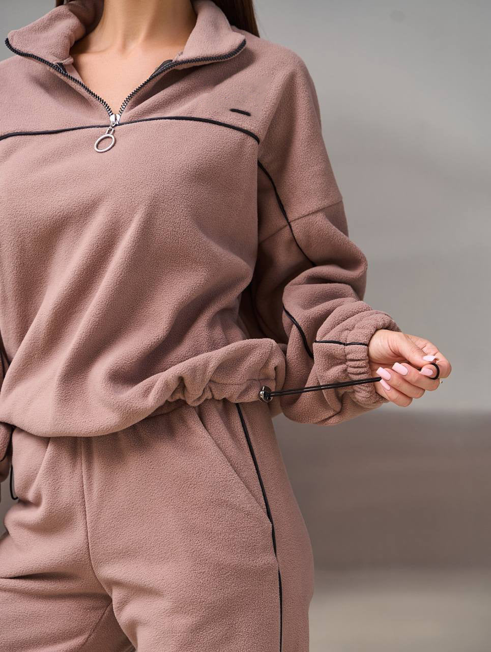Damen Kuscheliges Fleece-Outfit mit Reißverschluss Drune
