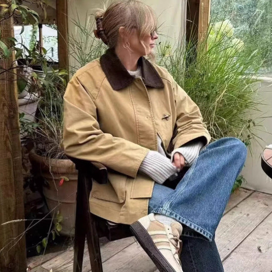 Damen Übergangsjacke mit schickem Stehkragen und praktischen Taschen Drune