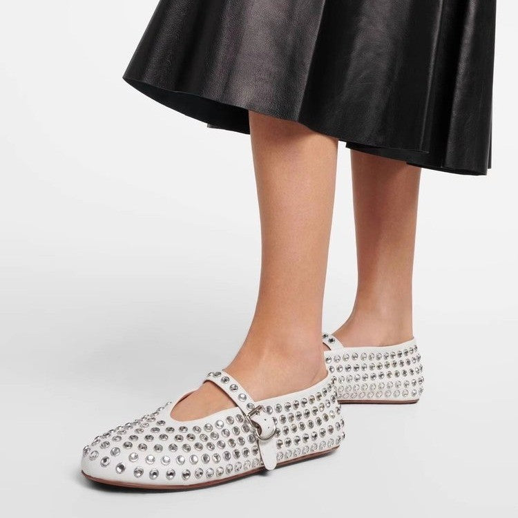 Damen Modische Ballerinas mit Strassverzierungen und komfortablem Fußbett Drune