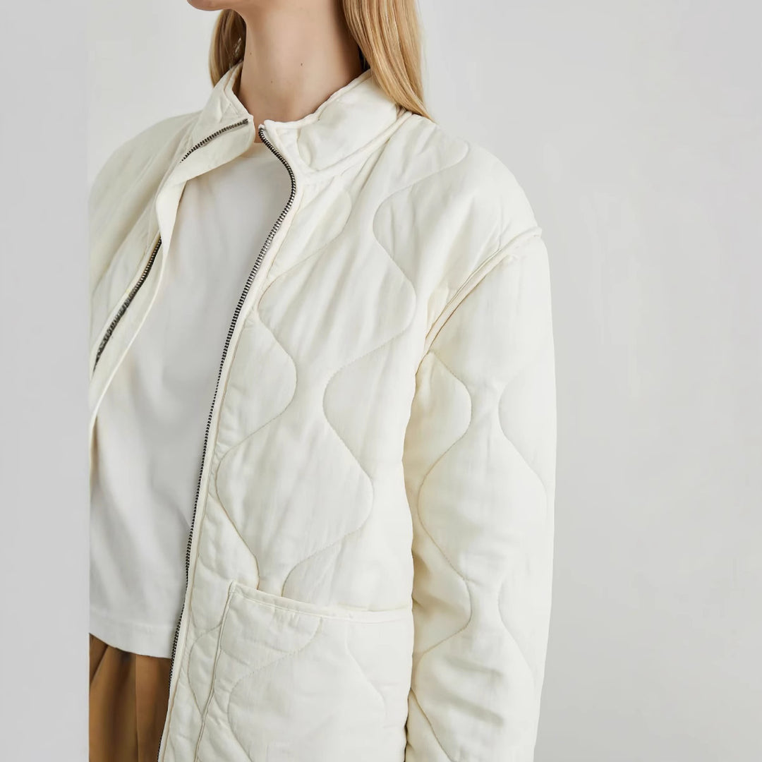 Damen gesteppte Oversized-Jacke mit hohem Kragen und elastischem Bund Drune