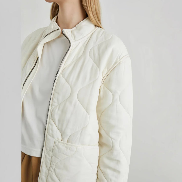 Damen gesteppte Oversized-Jacke mit hohem Kragen und elastischem Bund Drune