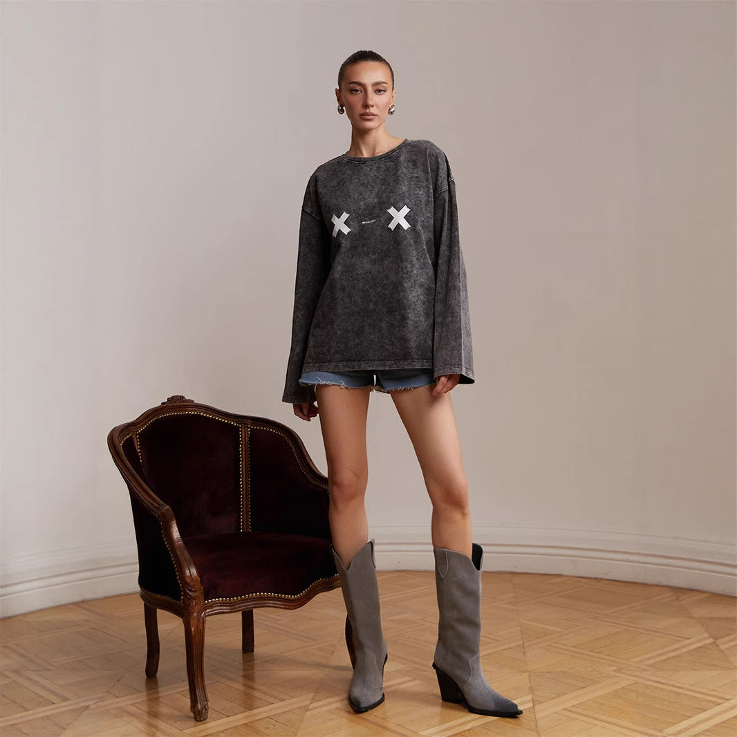 Damen lässiges Sweatshirt mit kreativem Grafikdruck Drune