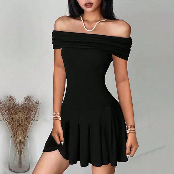 Damen Off-Shoulder Minikleid mit elegantem Wickeldetail Drune