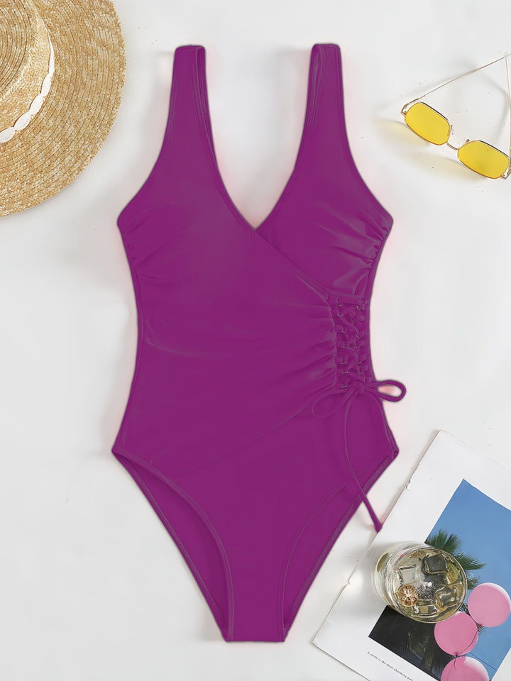 Damen Einteiliger Badeanzug mit raffiniertem Wickeldesign Drune