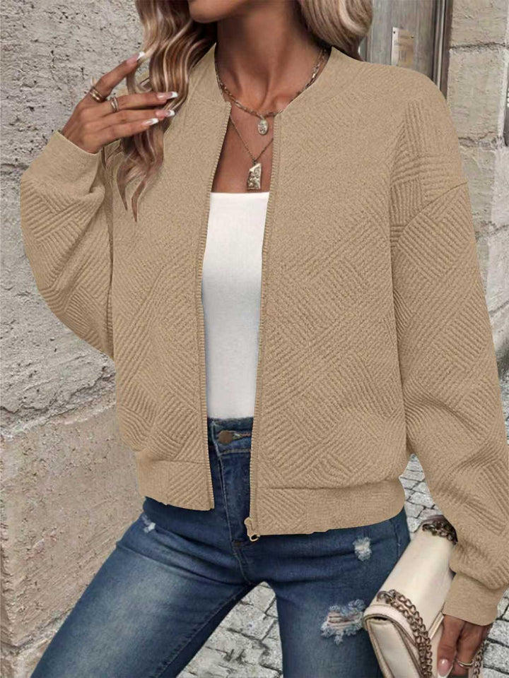 Damen modische Sweatjacke mit strukturiertem Design und Reißverschluss Drune