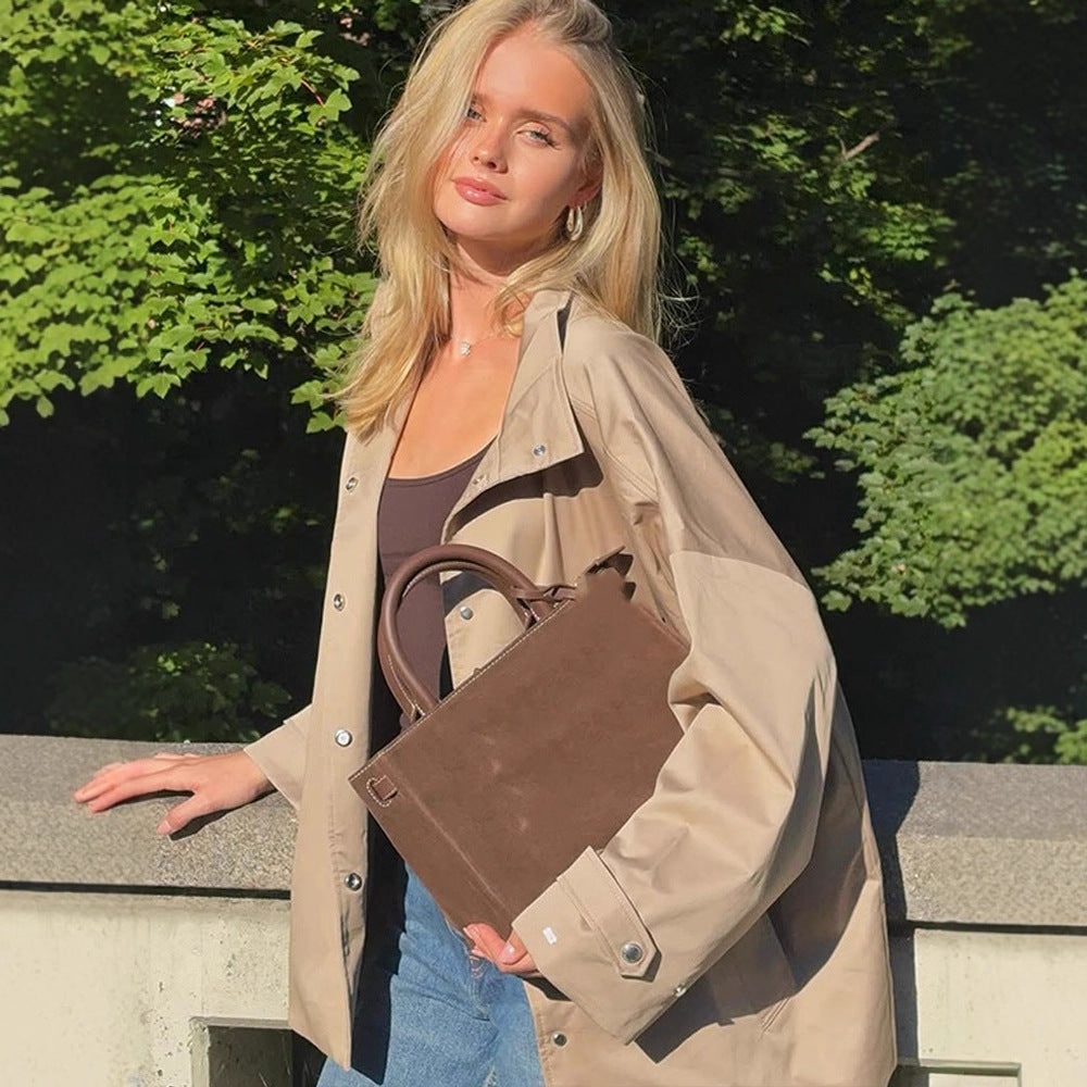 Damen lässige Oversized Jacke mit praktischen Taschen Drune