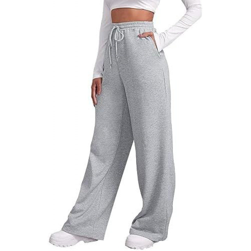 Damen nan fließende High-Waist Palazzo-Loungehose aus leichtem Jersey mit Elastikbund und praktischen Eingrifftaschen Drune