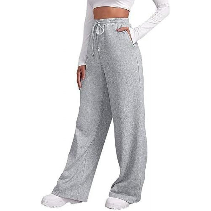 Damen nan fließende High-Waist Palazzo-Loungehose aus leichtem Jersey mit Elastikbund und praktischen Eingrifftaschen Drune