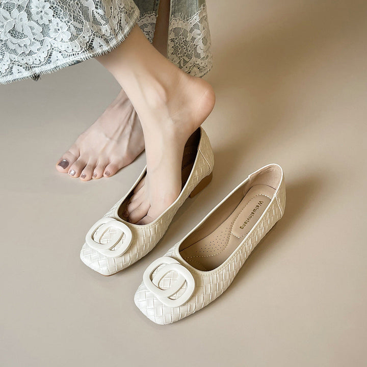 Damen Ballerinas mit schickem Reliefmuster und modischem Schnallenakzent Drune