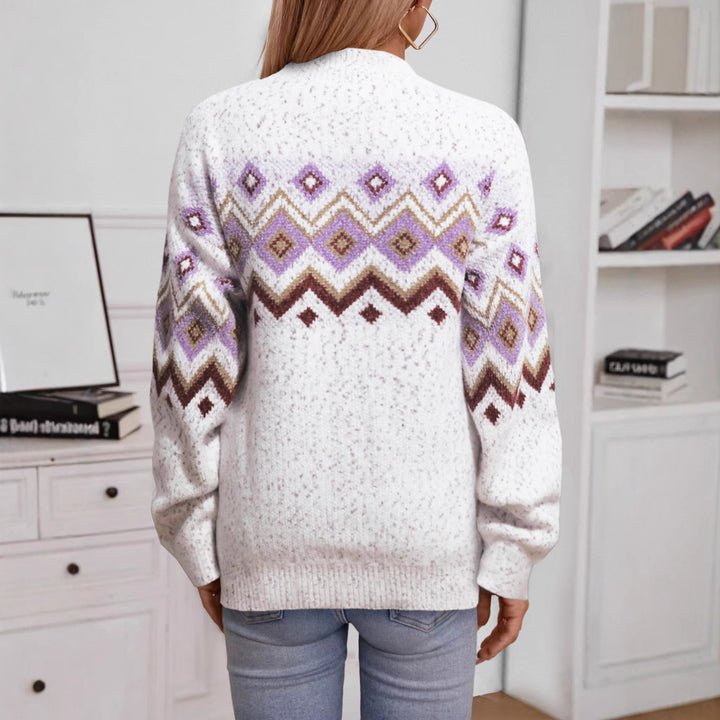 Damen Strickpullover mit geometrischem Muster und lockerem Schnitt Drune