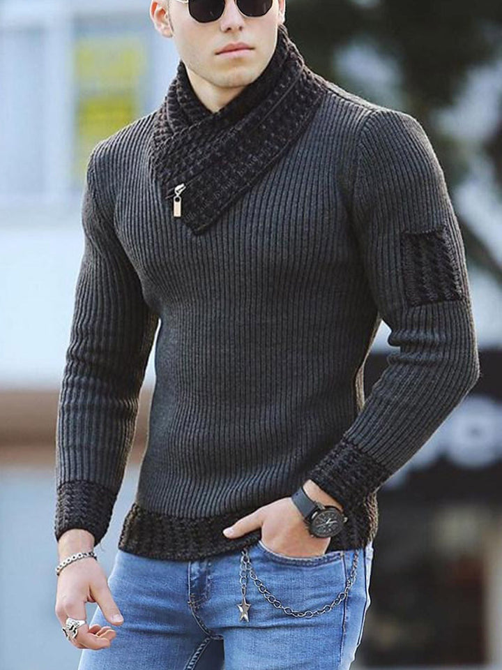 Herren strukturierter Pullover mit modernem Stehkragen Drune