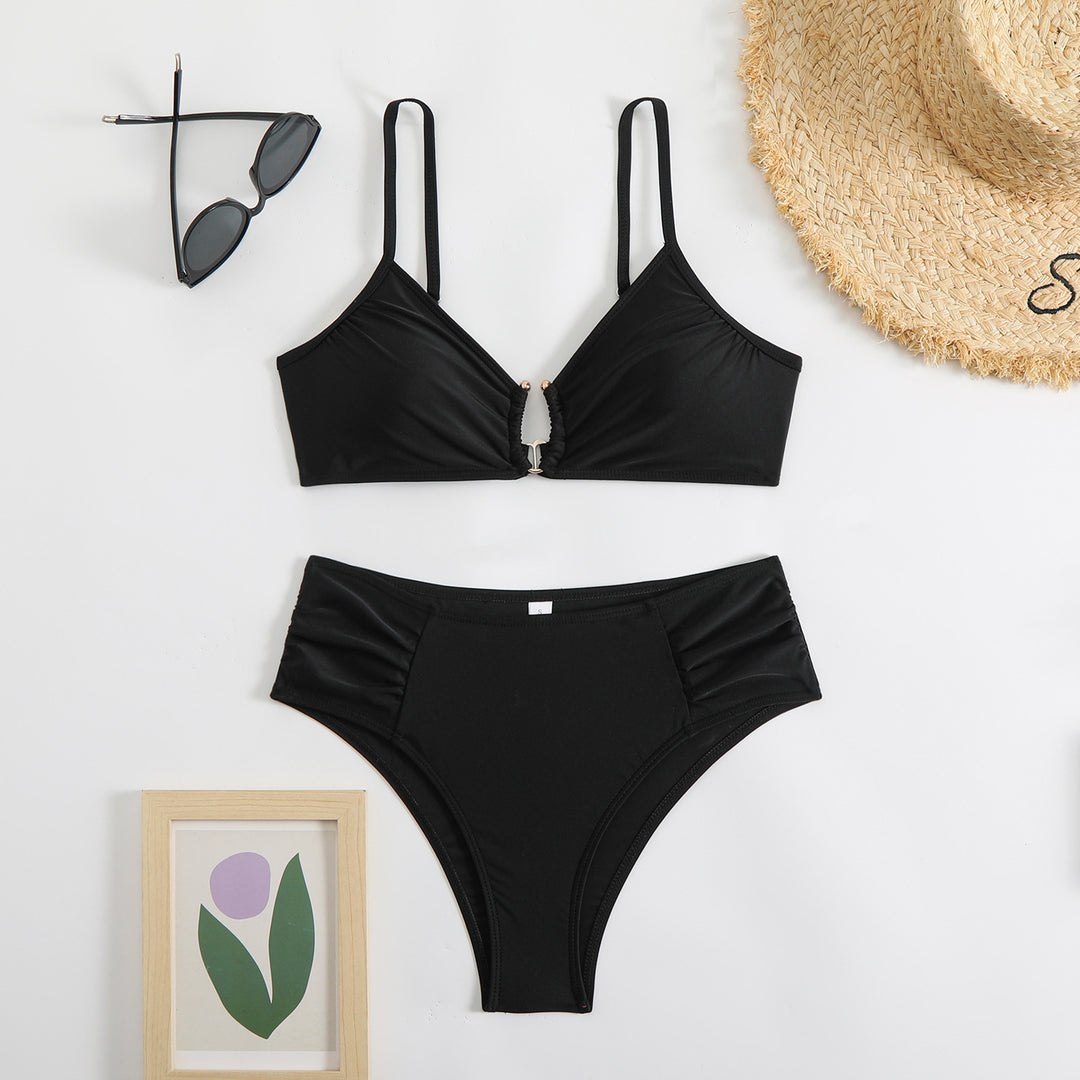 Damen modischer Triangel-Bikini mit seitlichen Raffungen Drune