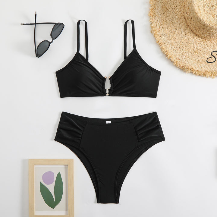Damen modischer Triangel-Bikini mit seitlichen Raffungen Drune
