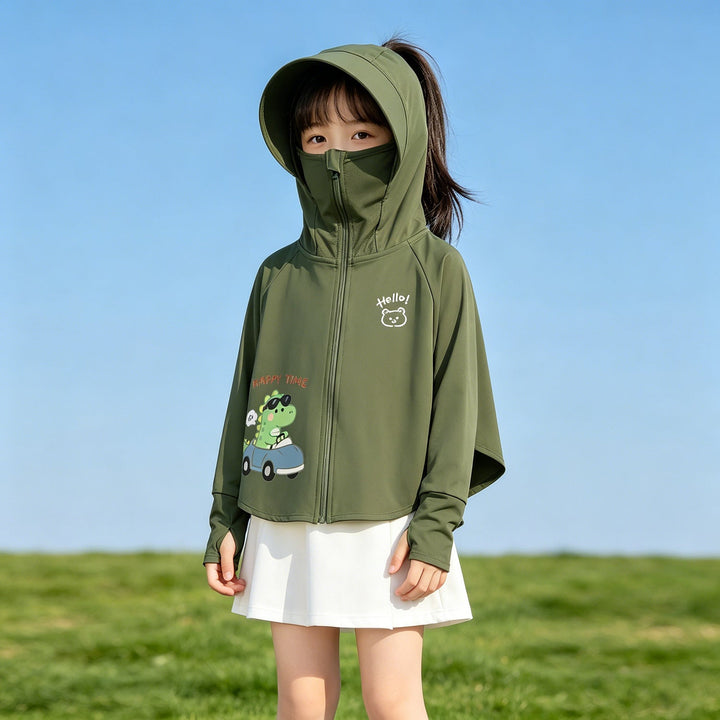 Damen UV-Schutzjacke mit Kapuze und leichtem Baumwollmaterial Drune