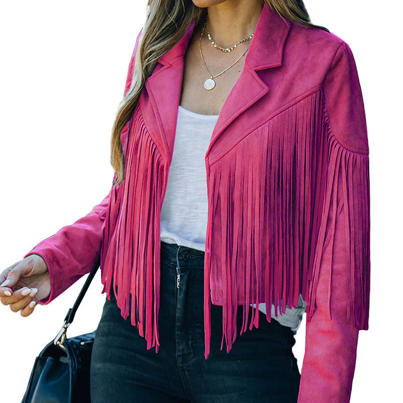 Damen Fransenjacke aus hochwertigem Suede-Mix Drune