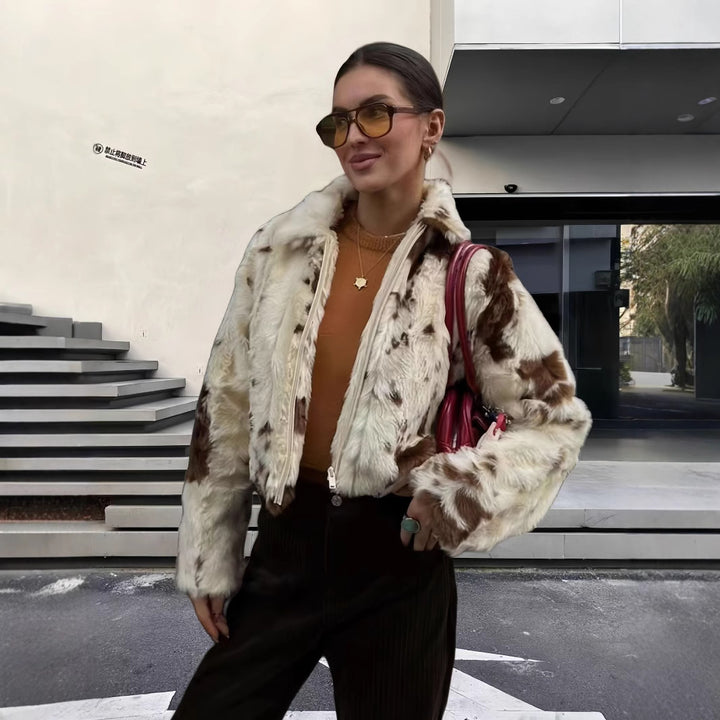 Damen modische und strapazierfähige Kunstpelzjacke Drune