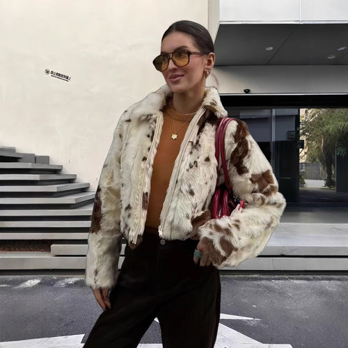 Damen modische und strapazierfähige Kunstpelzjacke Drune