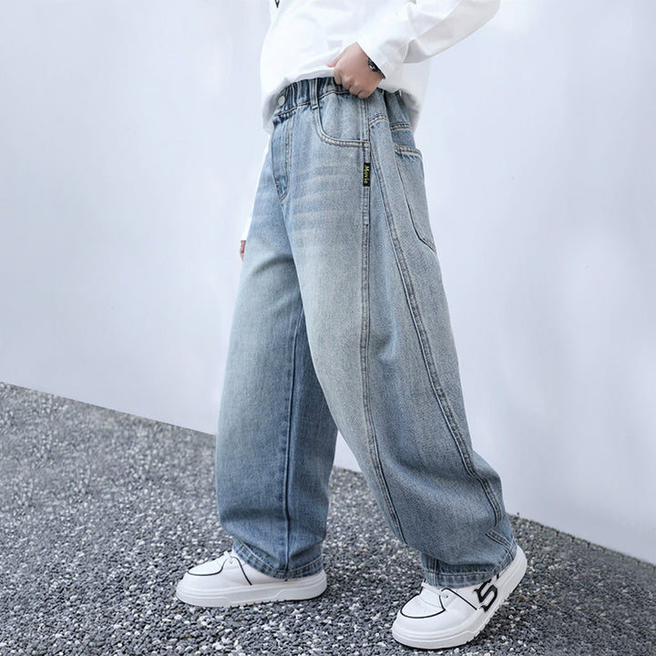 Jungen lässige Denim-Hose mit einzigartigem Smile-Print Drune