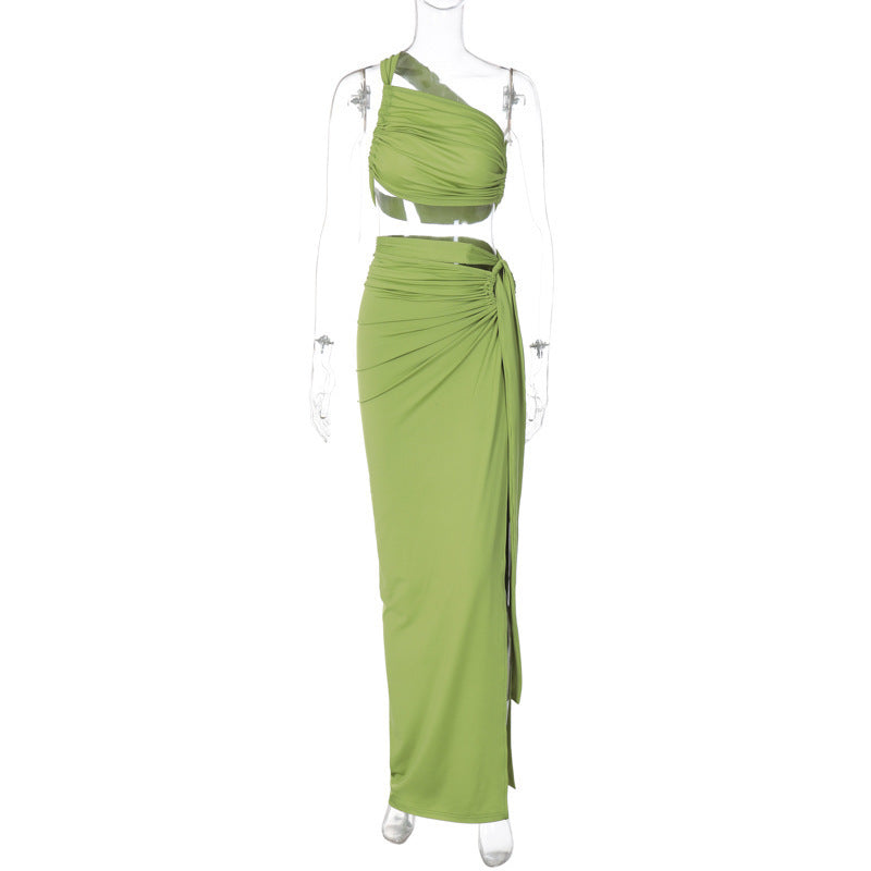 Damen Elegantes Wickelkleid mit asymmetrischem Ausschnitt Drune