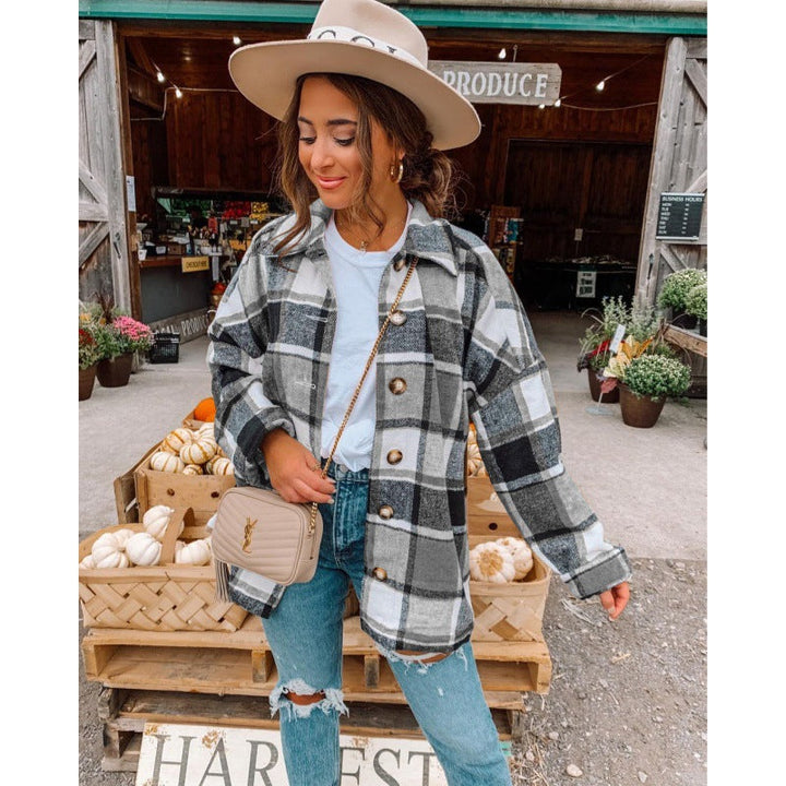 Damen Karierte Flanelljacke Drune