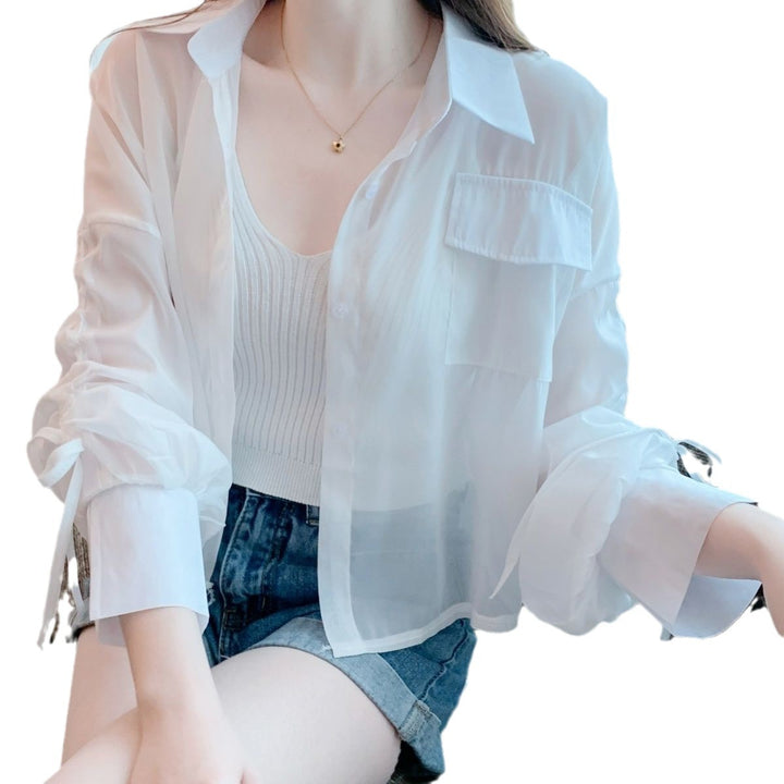 Damen Transparente Bluse mit innovativen Details Drune