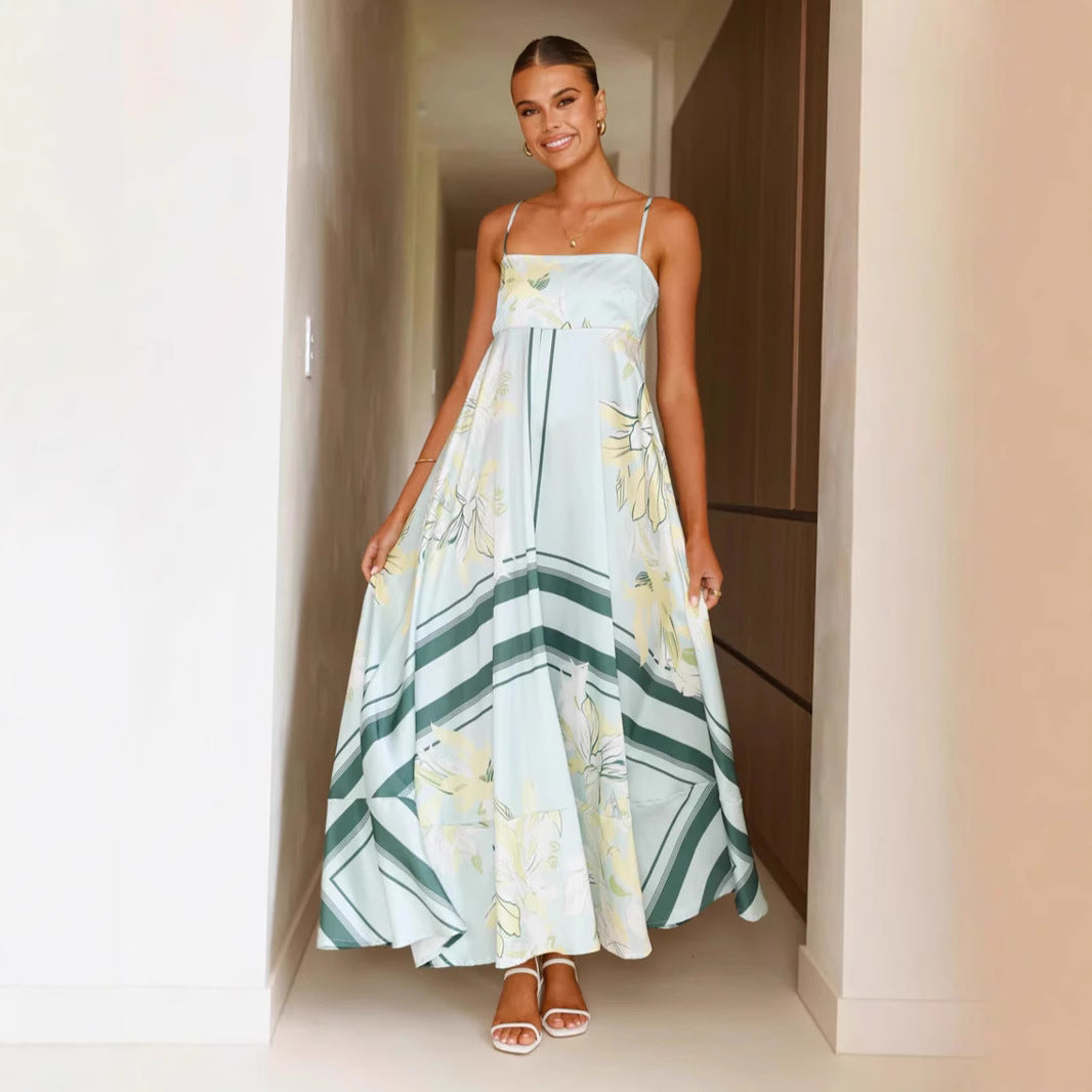 Damen Maxikleid mit floralem Motiv und fließendem Schnitt Drune