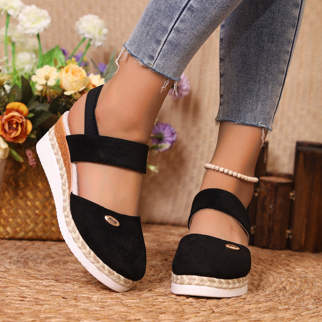 Damen Wedge-Sandaletten mit elastischem Riemendesign und komfortabler Plateausohle Drune