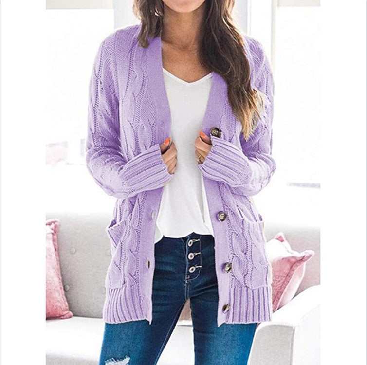 Damen Grobstrick-Cardigan mit praktischen Taschen und Knopfdetail Drune