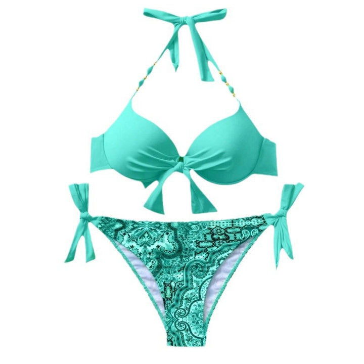 Damen Bikini-Set mit modischen Bindebändern und herausgearbeitetem Muster Drune