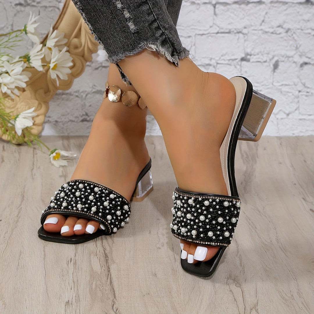 Damen Absatzsandalen mit transparenten Riemen und glitzerndem Akzent Drune