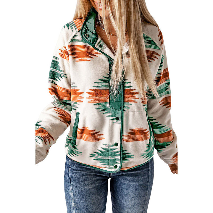 Damen bequemes Fleece-Jacke mit modischem Muster und praktischen Taschen Drune