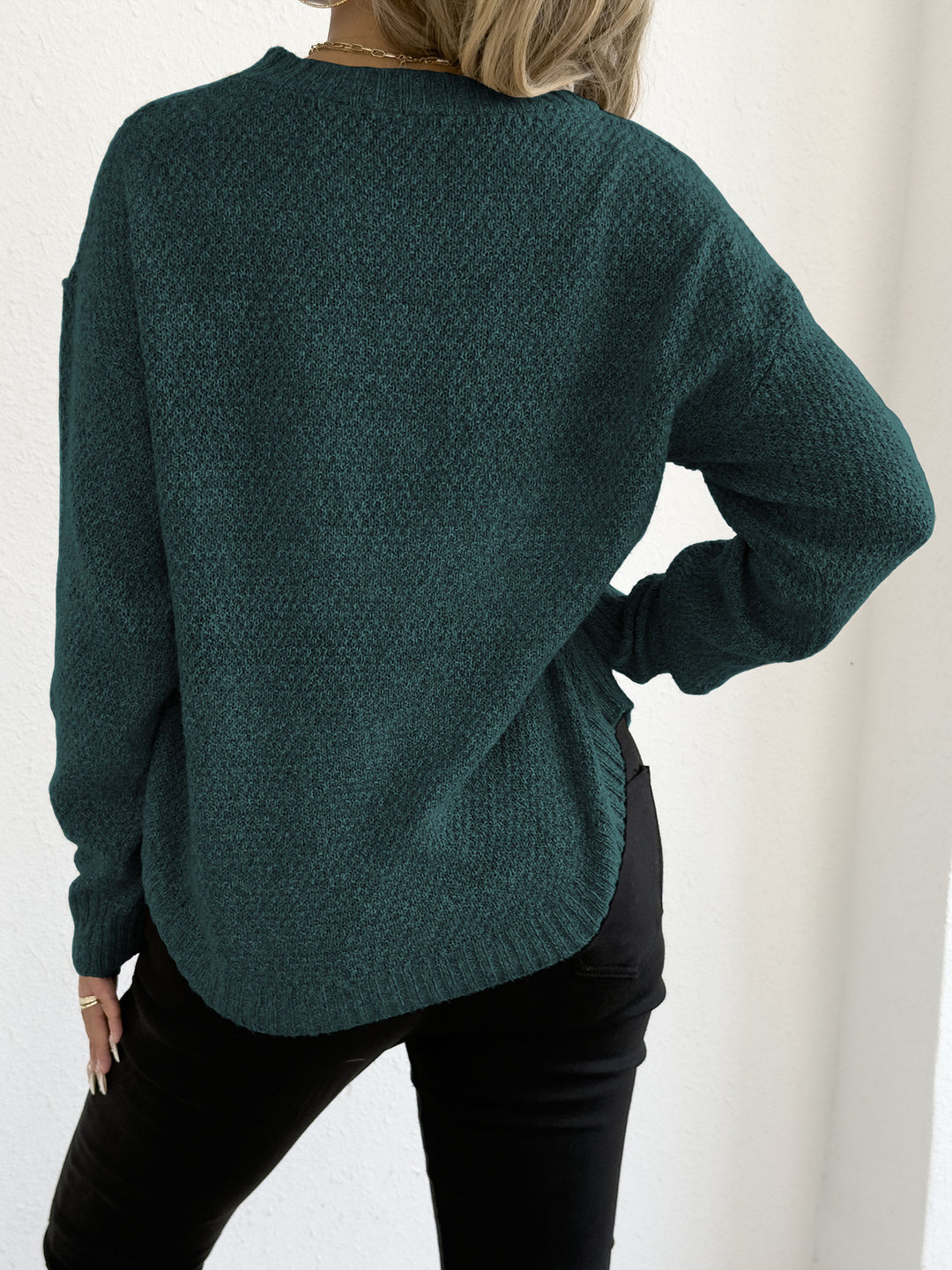 Damen lässiger Strickpullover mit hochwertigem Strukturmuster Drune