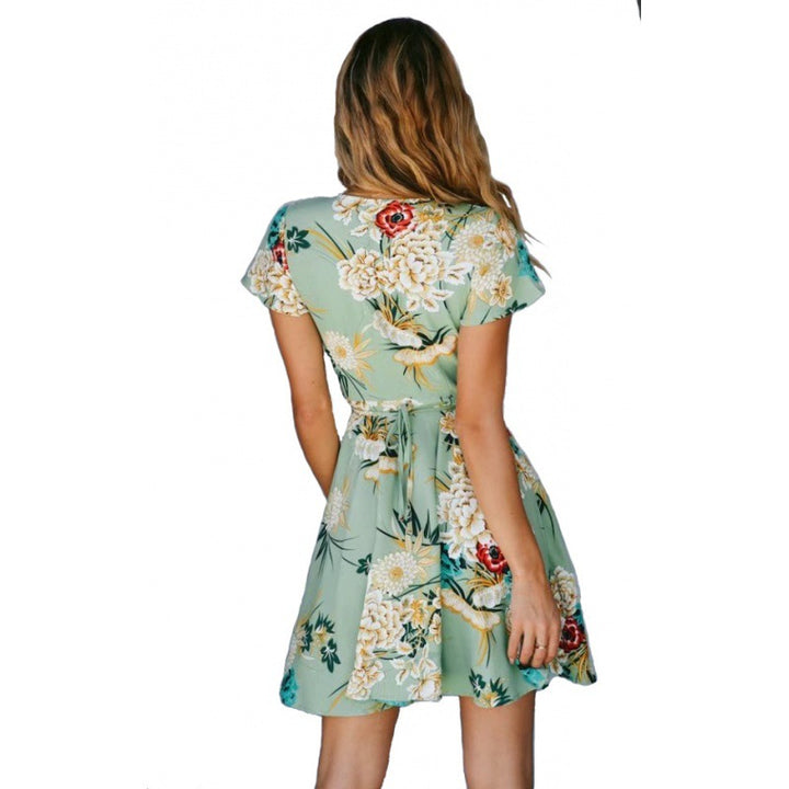 Damen Wickelkleid mit floralem Design und voluminösem Saum Drune