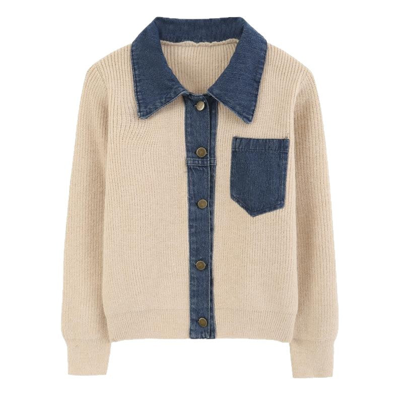 Damen Strickjacke mit Denim-Detail Drune