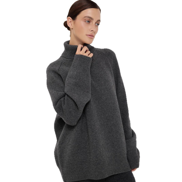 Damen Strickpullover mit hohem Kragen und lässigem Schnitt Drune