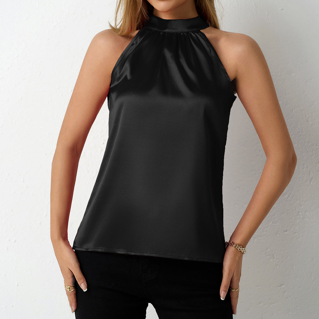 Damen Elegante halterlose Bluse mit Satin-Finish Drune