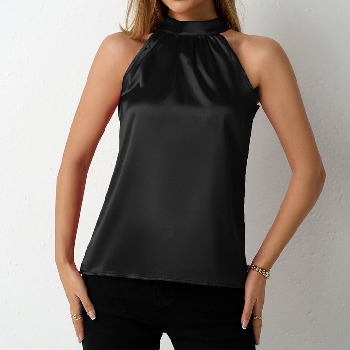 Damen Elegante halterlose Bluse mit Satin-Finish Drune