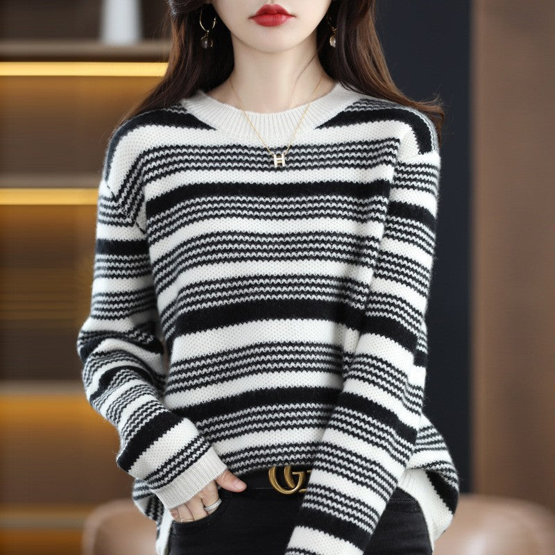 Damen gemusterter Strickpullover Drune