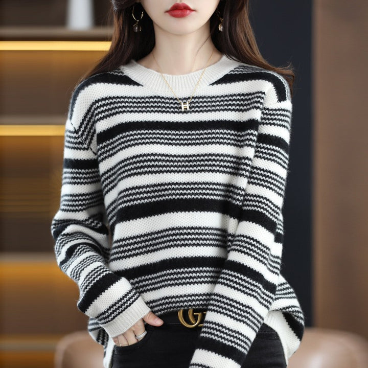 Damen gemusterter Strickpullover Drune