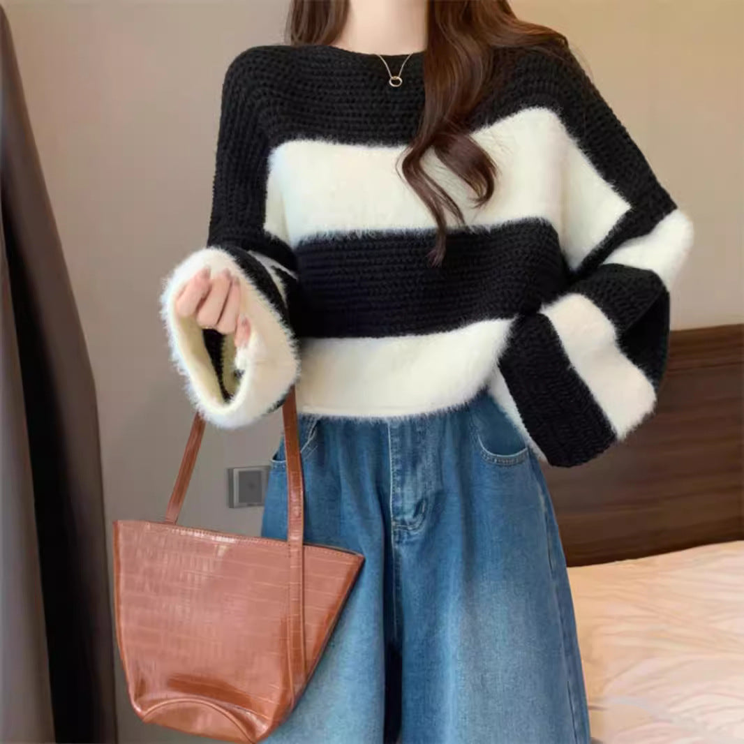 Damen Pullover mit breiten Streifen und lockerem Schnitt Drune