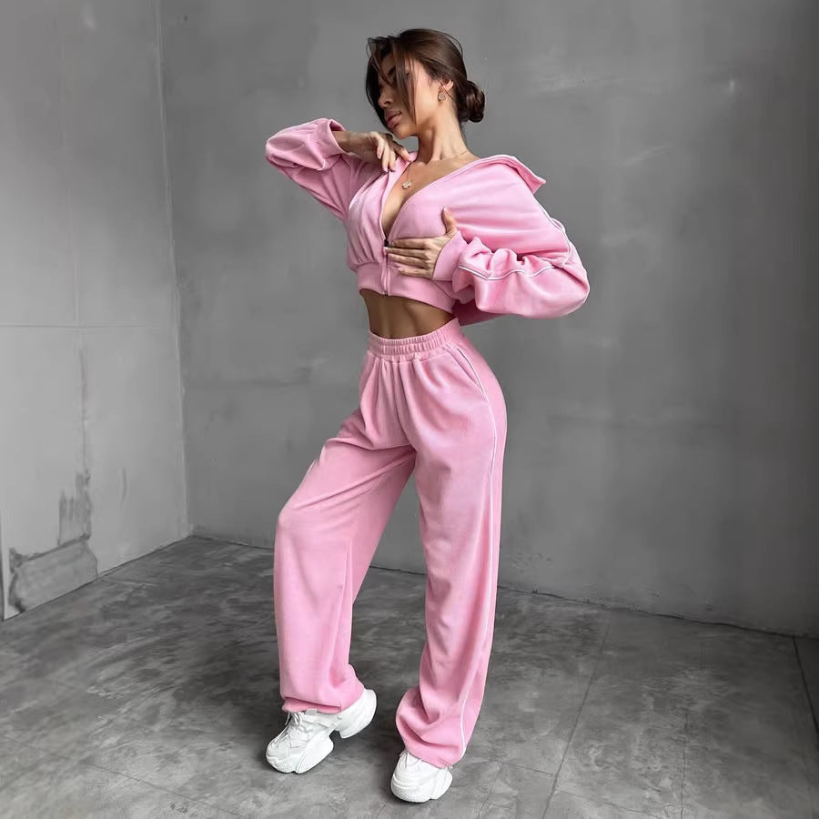 Damen Entspanntes Loungewear-Set mit Kapuze und weitem Schnitt Drune
