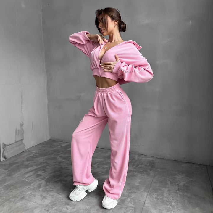 Damen Entspanntes Loungewear-Set mit Kapuze und weitem Schnitt Drune