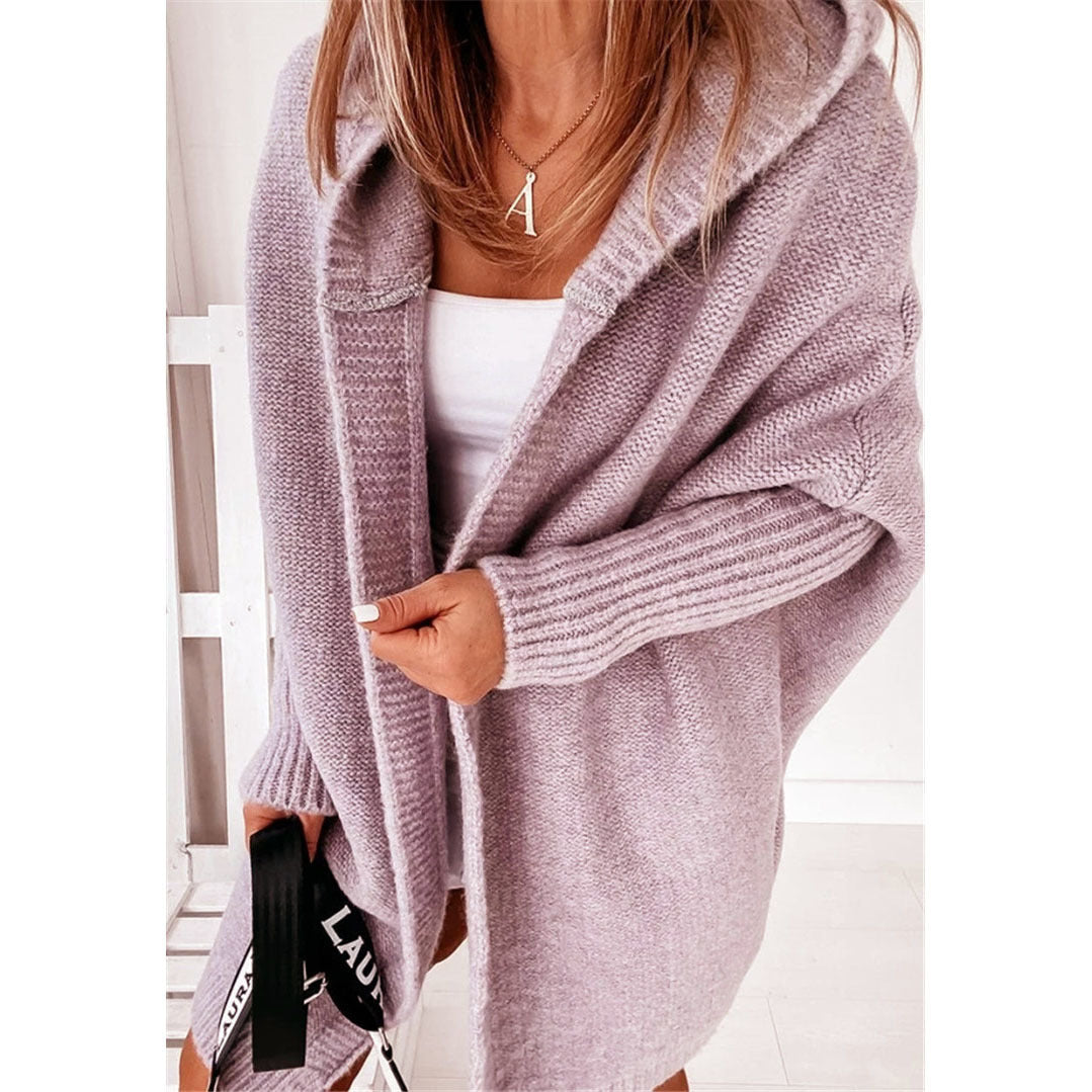 Damen Oversized Strickcardigan mit Kapuze und strukturiertem Design Drune