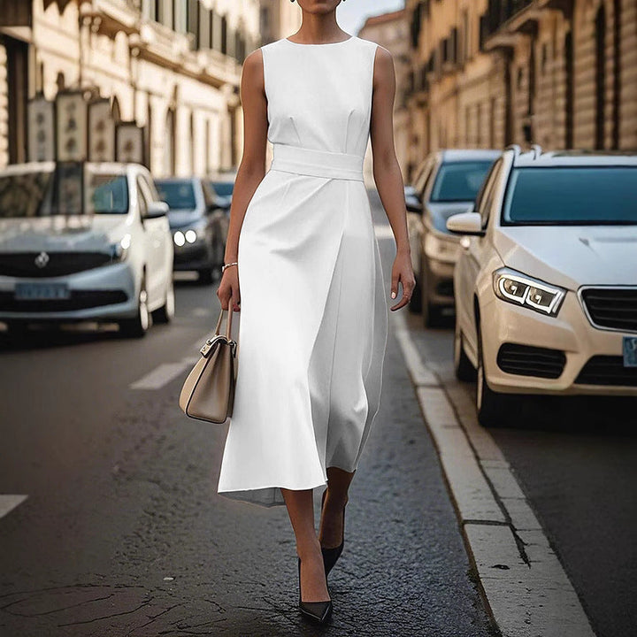 Elegantes Damen Maxikleid mit fließendem Schnitt & Taillengürtel Drune